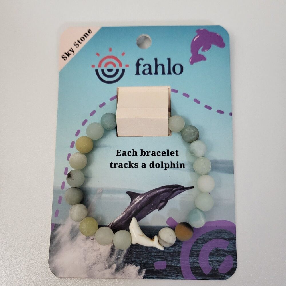 FAHLO Tracking Bracelet Dolphin Sky Stone Stretch Ocean Sea Natural Beach Beachy